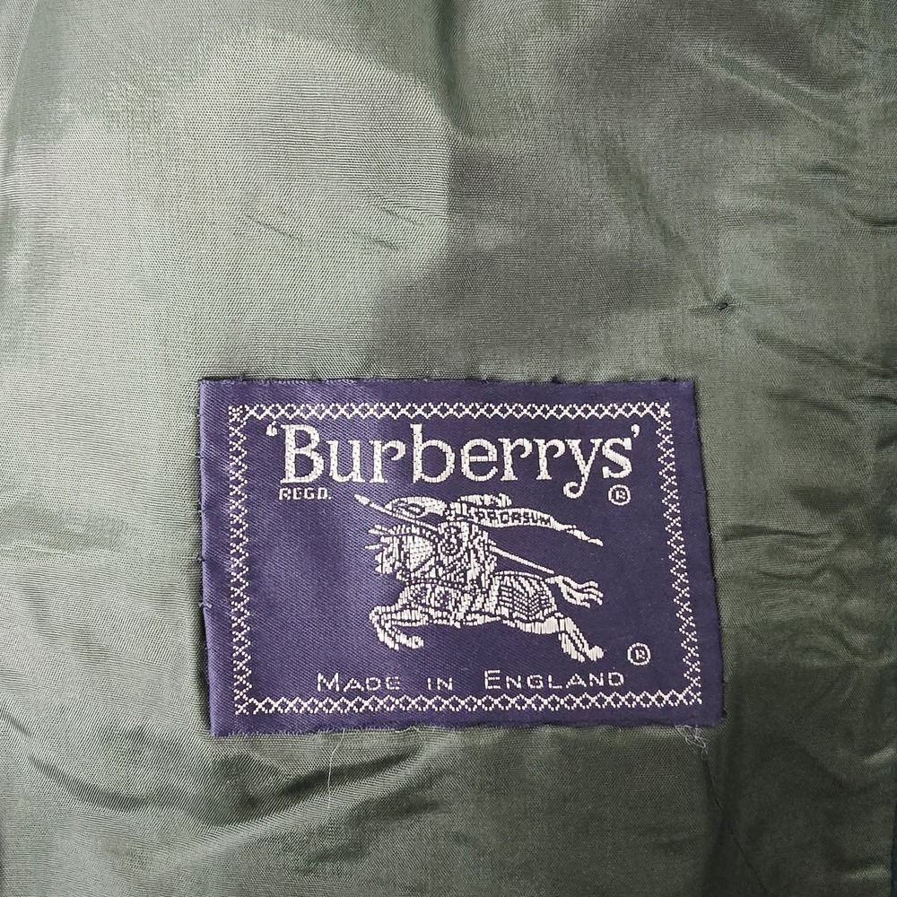 Burberrys England Blazer Jacket Size 10 Wool Cashmere Double Breasted Green Prep - Picture 7 of 16